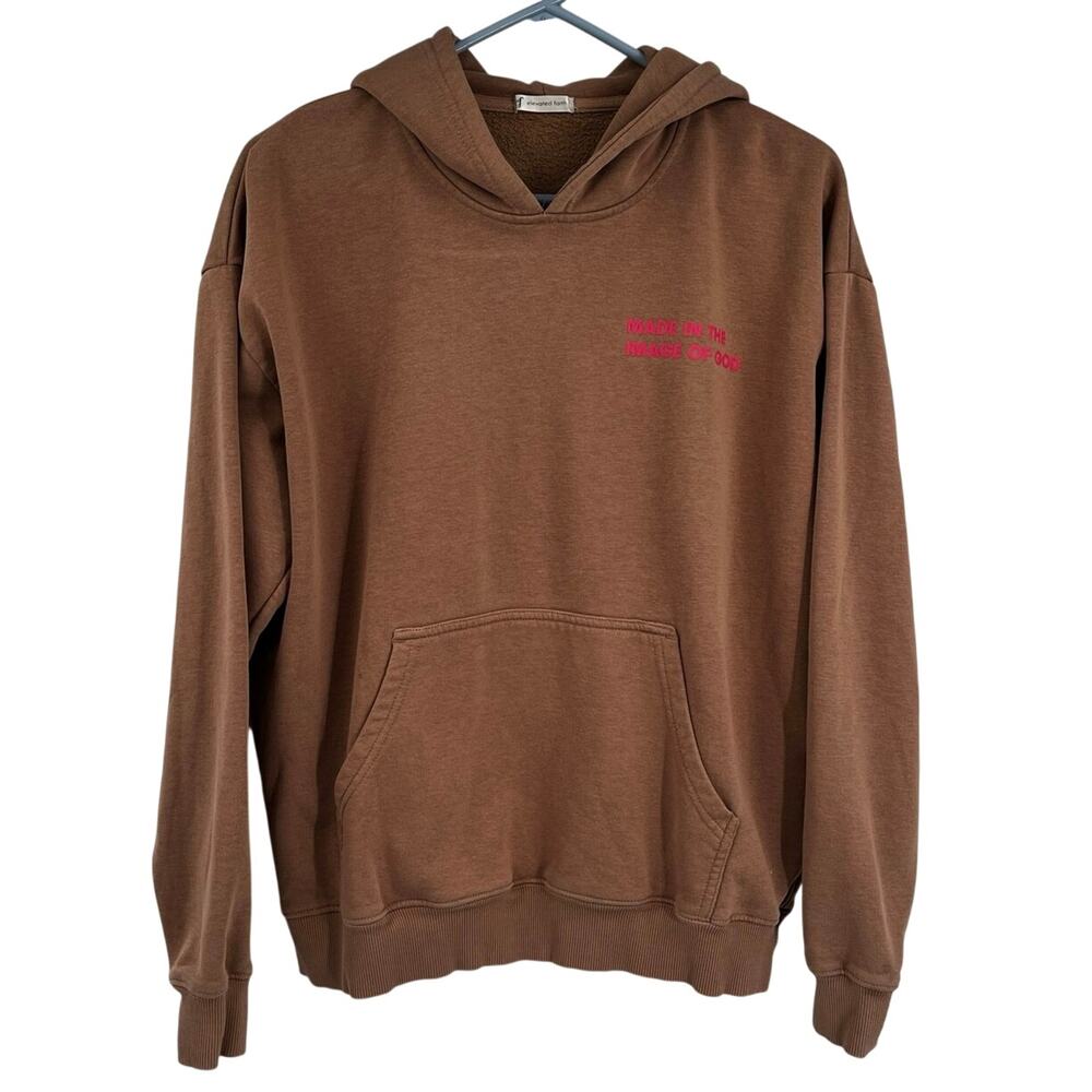 Elevated Faith Made in the Image of God Hoodie Mocha Brown Pink Size Small